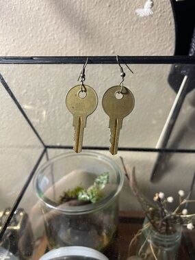 Brass Key Dangle Earrings